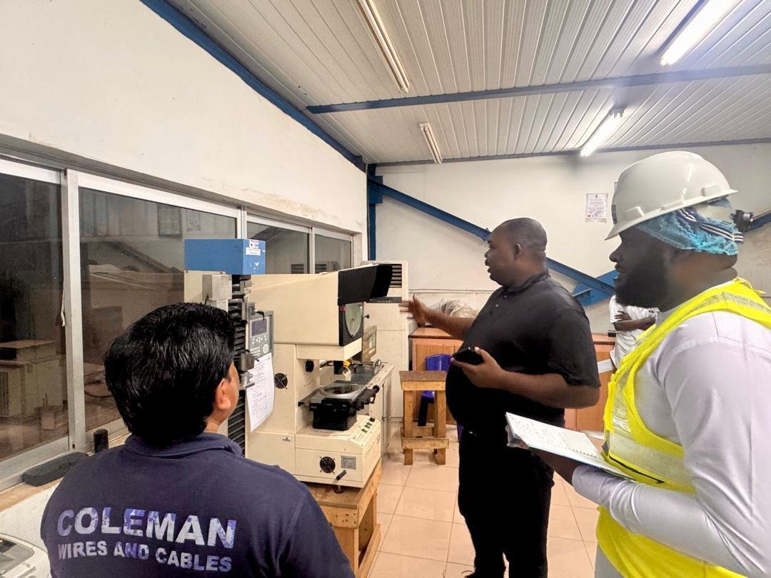 Factory floor audit at Coleman Technical Industries during ISO 17025 assessment